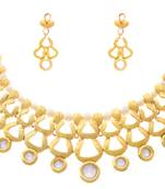 JFL - Traditional Ethnic One Gram Gold Plated Kundan Pearl Designer Necklace Set