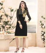 Black Rayon Embroidered Kurti