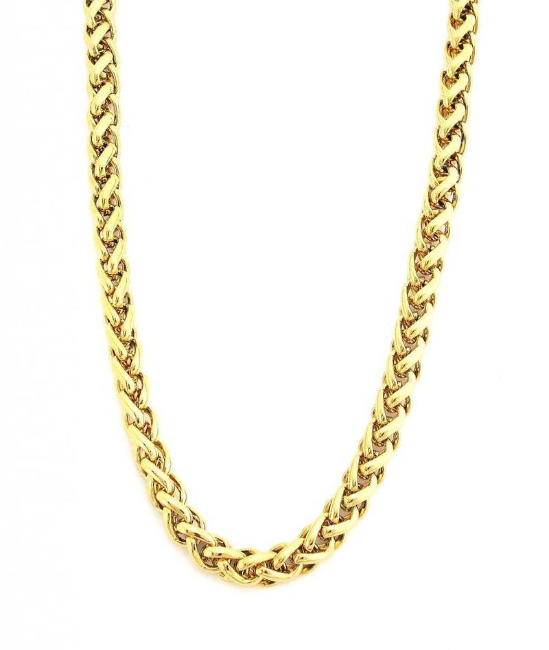 Classic Gold Plated Wheat Heavy Men Chain Mid Length