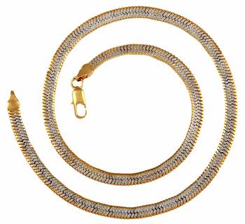 Designer Curb Gold Laser Rhodium Plated  Short Chain 1