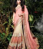 light pink embroidered silk saree With Blouse