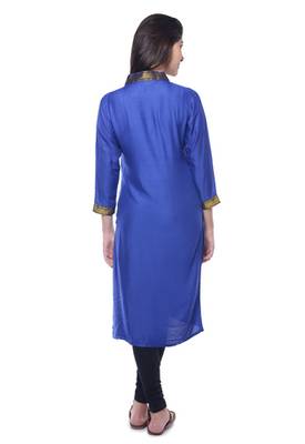 Blue Rayon Solid kurti 2