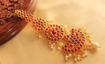 Royal Antique Designer Kemp Bridal Maang Tikka Dj02851 1