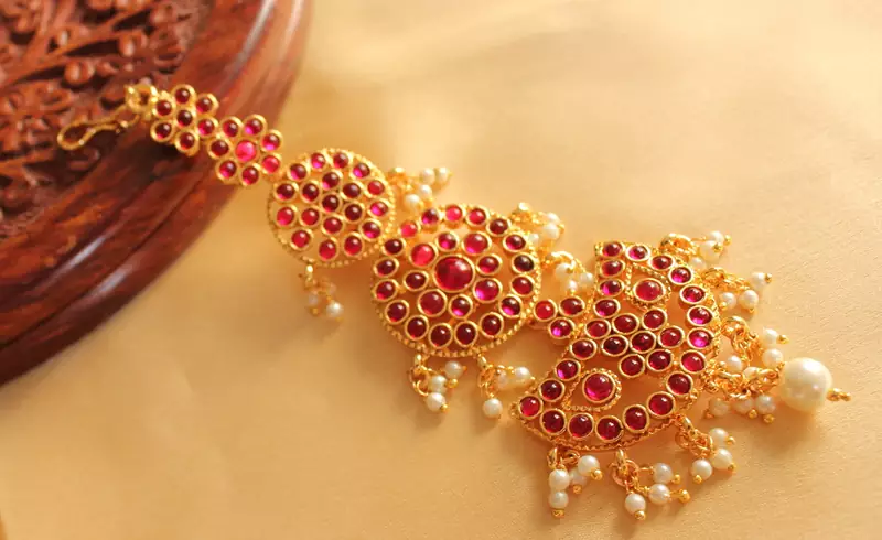 ROYAL ANTIQUE DESIGNER KEMP BRIDAL MAANG TIKKA-DJ02851