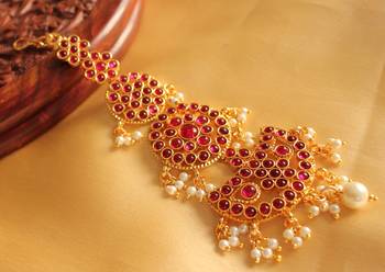 Royal Antique Designer Kemp Bridal Maang Tikka Dj02851 2
