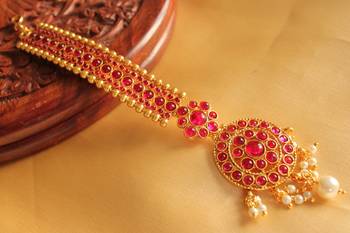 Royal Antique Designer Kemp Bridal Maang Tikka  1