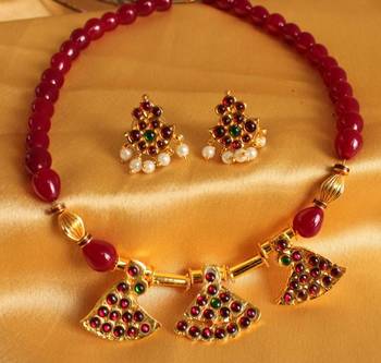 Gorgeous Unqiue Ruby Temple Jewel Necklace Set 1
