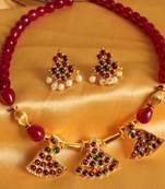 Gorgeous Unqiue Ruby Temple Jewel Necklace Set