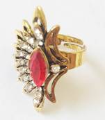 Golden red stone ring