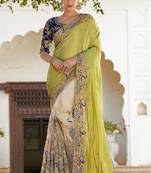 LEMON Embroidered art silk saree With Blouse