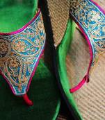 Green silk plain women footwear