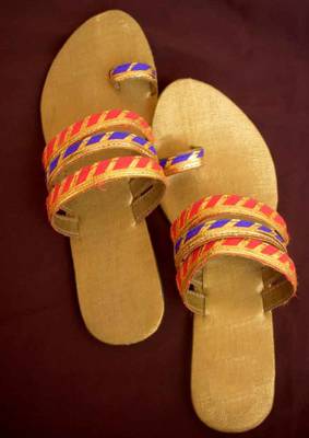 Orange silk plain women footwear 1