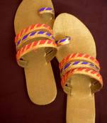 Orange silk plain women footwear