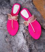 Pink silk plain women footwear