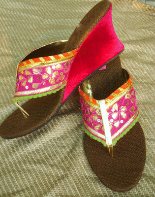 Pink fancy fabric plain women footwear 1