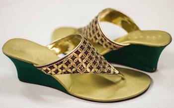 Green silk plain women footwear 1