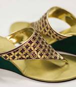 Green silk plain women footwear