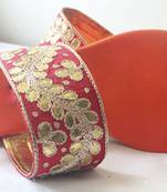 Red fancy fabric plain women footwear