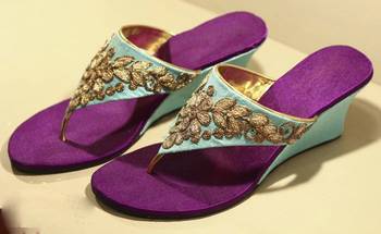 Purpel silk plain women footwear 1