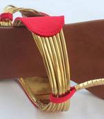 Brown fancy fabric plain women footwear