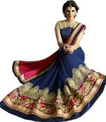 pink embroidered georgette saree With Blouse