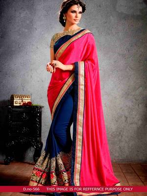 pink embroidered georgette saree With Blouse 2