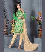 Green Embroidered Jacquard Unstitched Salwar With Dupatta