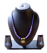 Beautiful  Blue and Gold Necklace and Earring Set