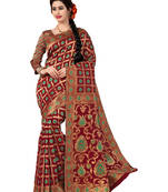 Red woven banarasi saree With Blouse