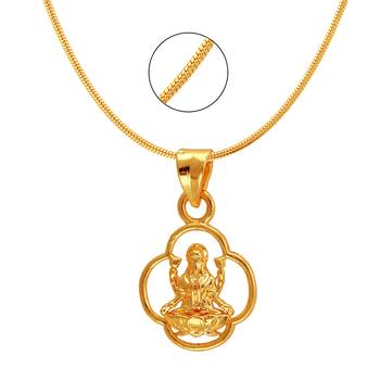 Laxmi Gold Plated Religious God Pendant with Chain for Men & Women 1