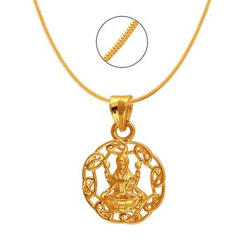 Laxmi Circle Gold Plated Religious God Pendant with Chain for Men & Women 1