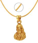 Sai Baba Gold Plated Religious God Pendant with Chain for Men & Women PS6012005G