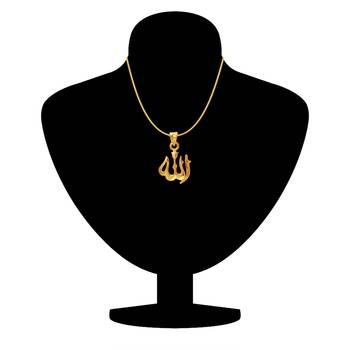 Allah Gold Plated Religious God Pendant with Chain for Men & Women PS6012007G 2