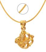 Om Shiva Gold Plated Religious God Pendant with Chain for Men & Women
