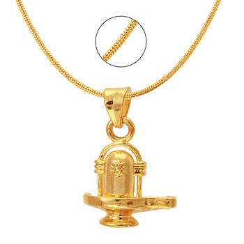 Shivalinga Gold Plated Religious God Pendant with Chain for Men & Women 1