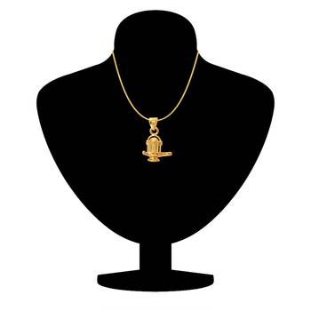 Shivalinga Gold Plated Religious God Pendant with Chain for Men & Women 2