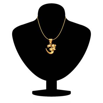 Om Gold Plated Religious God Pendant with Chain for Men & Women 2