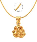 Ganesh Gold Plated Religious God Pendant with Chain for Men & Women