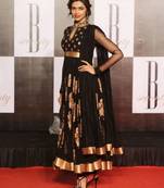 Black with Embroidery Patch work Deepika padukon Net suit
