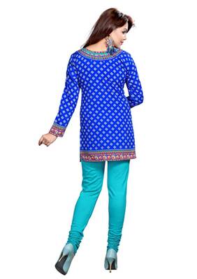 Blue american crepe printed kurti 2