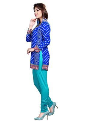 Blue american crepe printed kurti 3