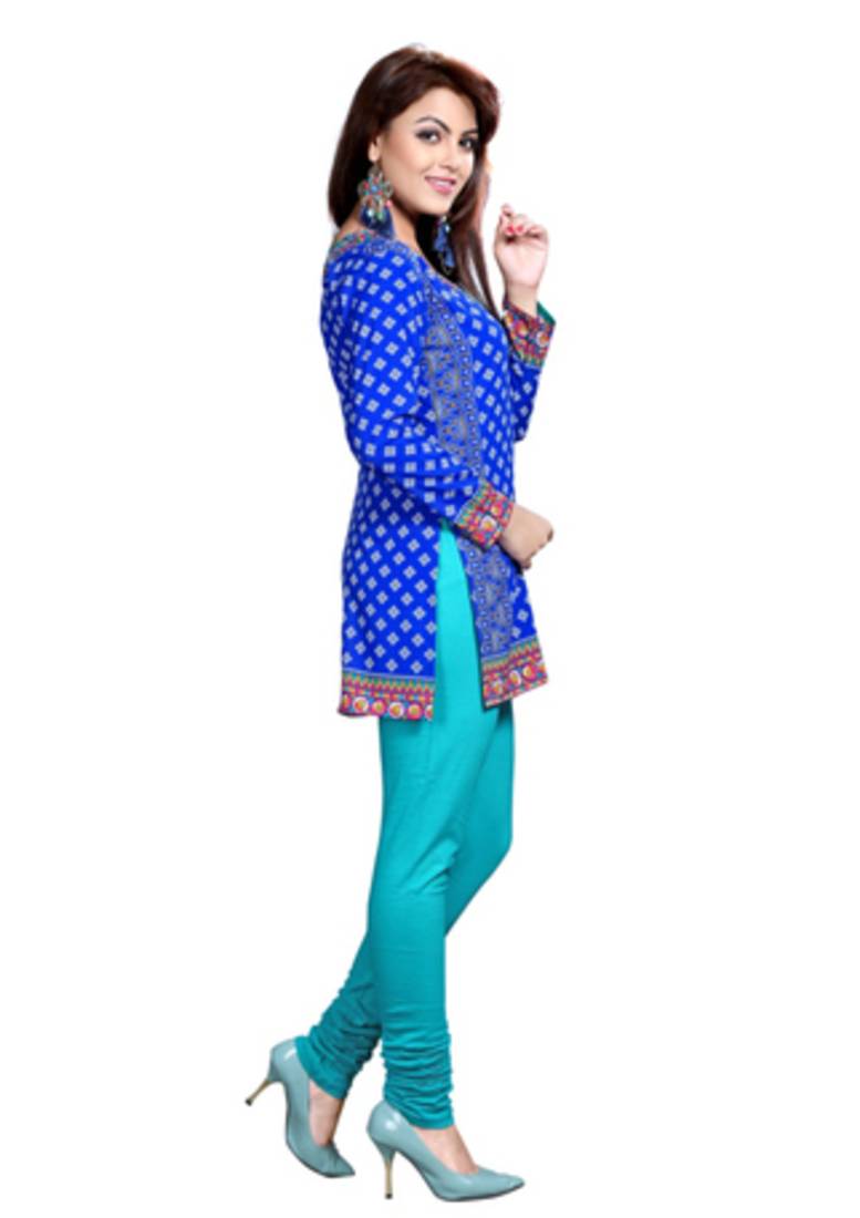 Blue american crepe printed kurti