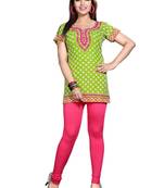 Green american crepe printed kurti