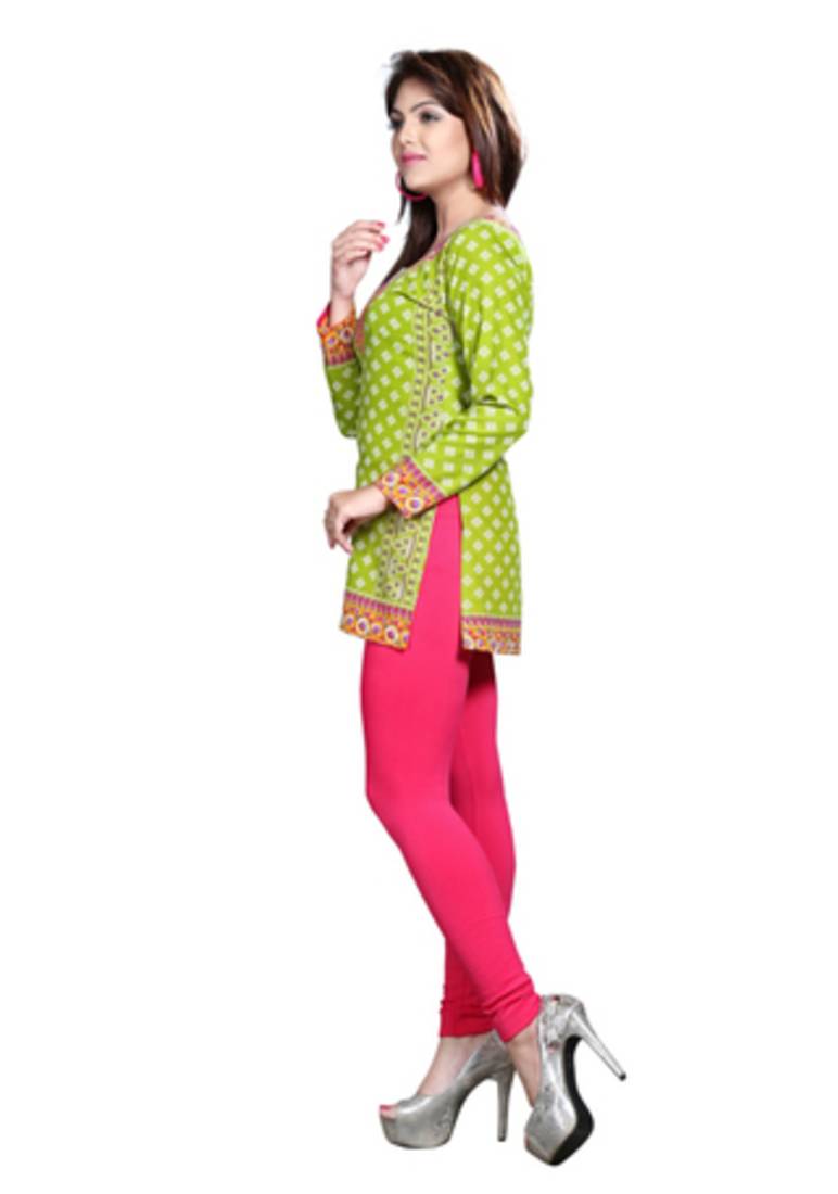 Green american crepe printed kurti