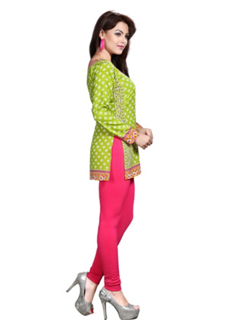 Green american crepe printed kurti