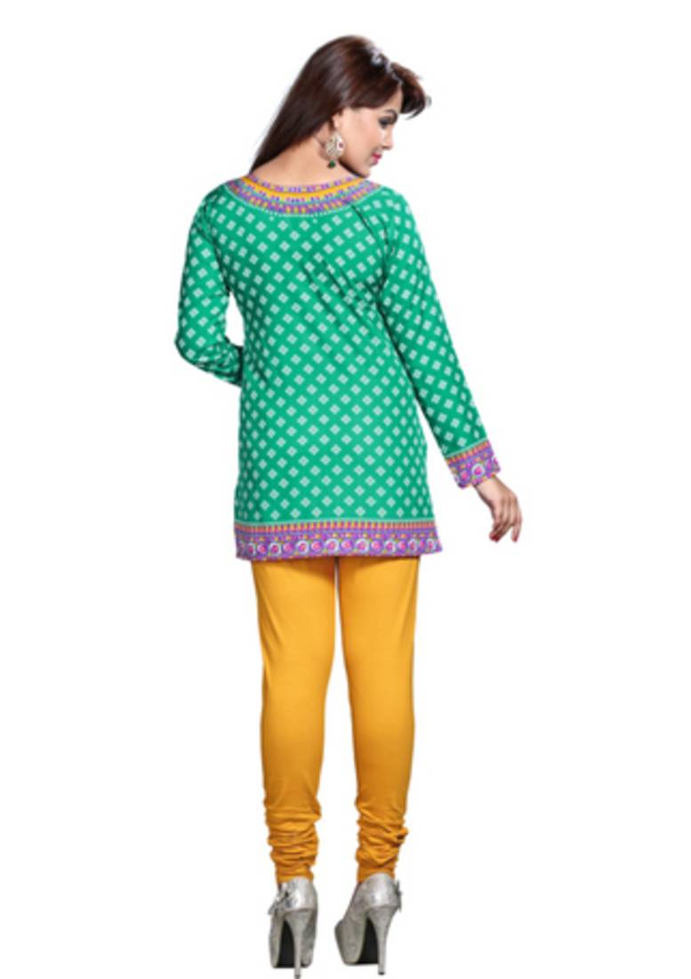 Green american crepe printed kurti