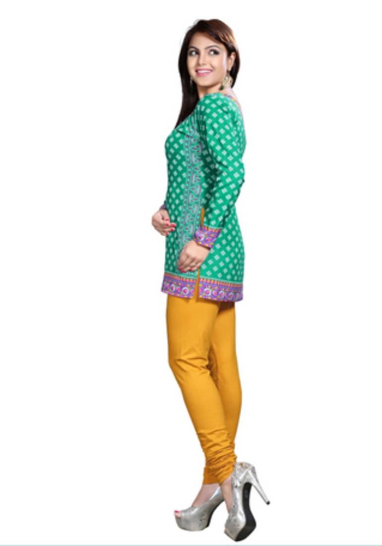 Green american crepe printed kurti