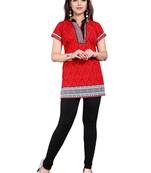 Red american crepe printed kurti