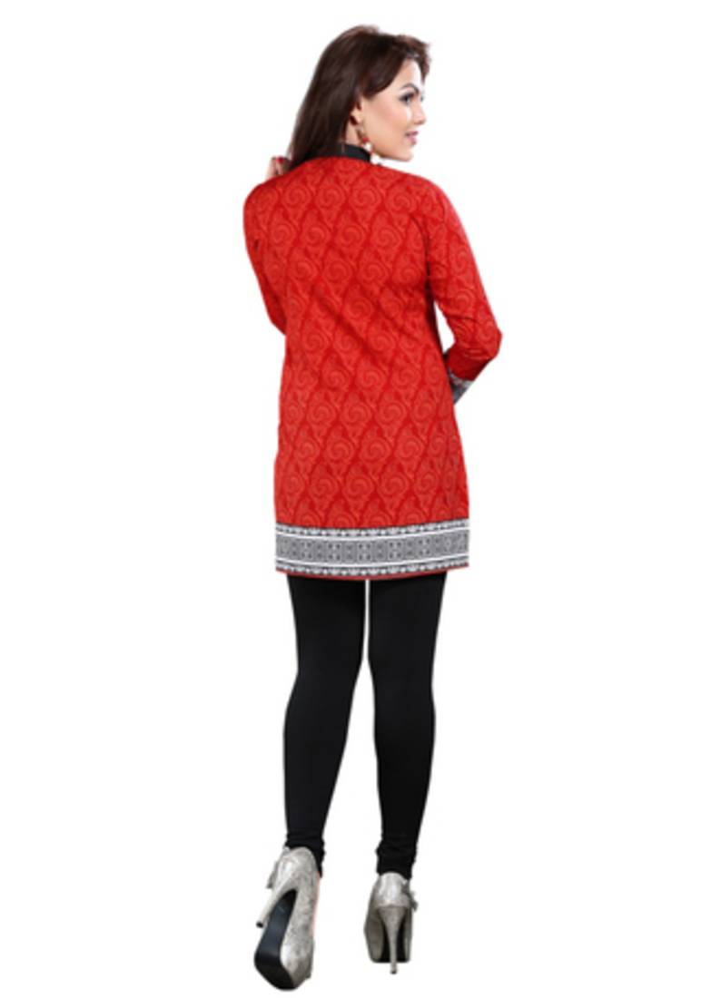 Red american crepe printed kurti
