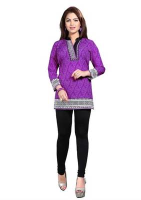 Purple  american crepe printed kurti 1